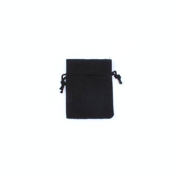 Black cotton mix drawstring bag 10x8cm.