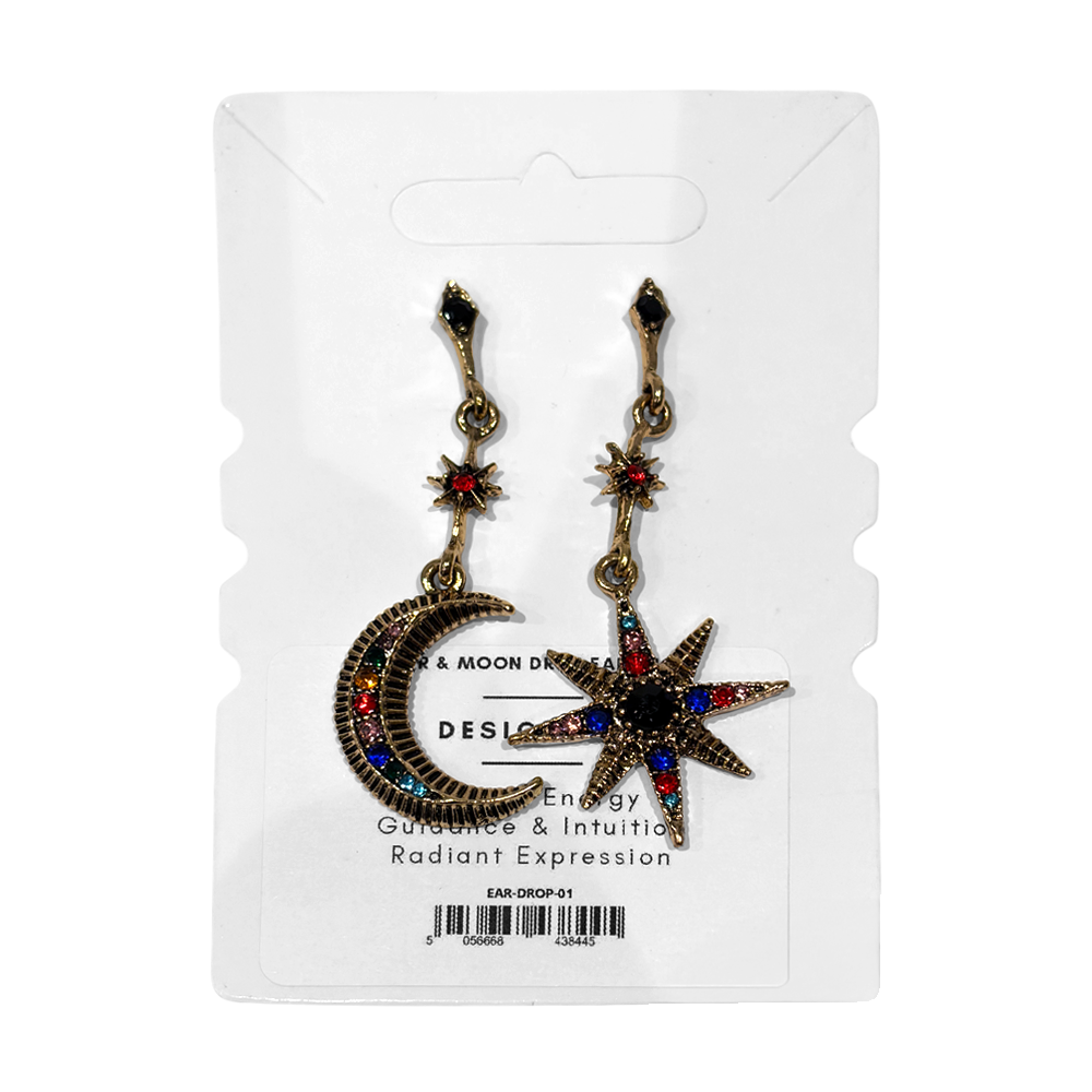 Star & Moon Drop Earrings (D1)