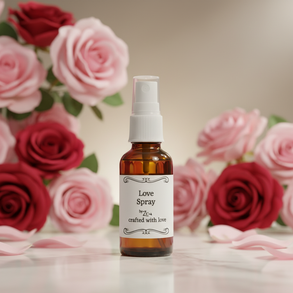 Love Spray bottle on a white background