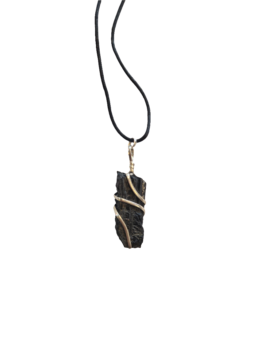Black Tourmaline Wire Wrap Pendant