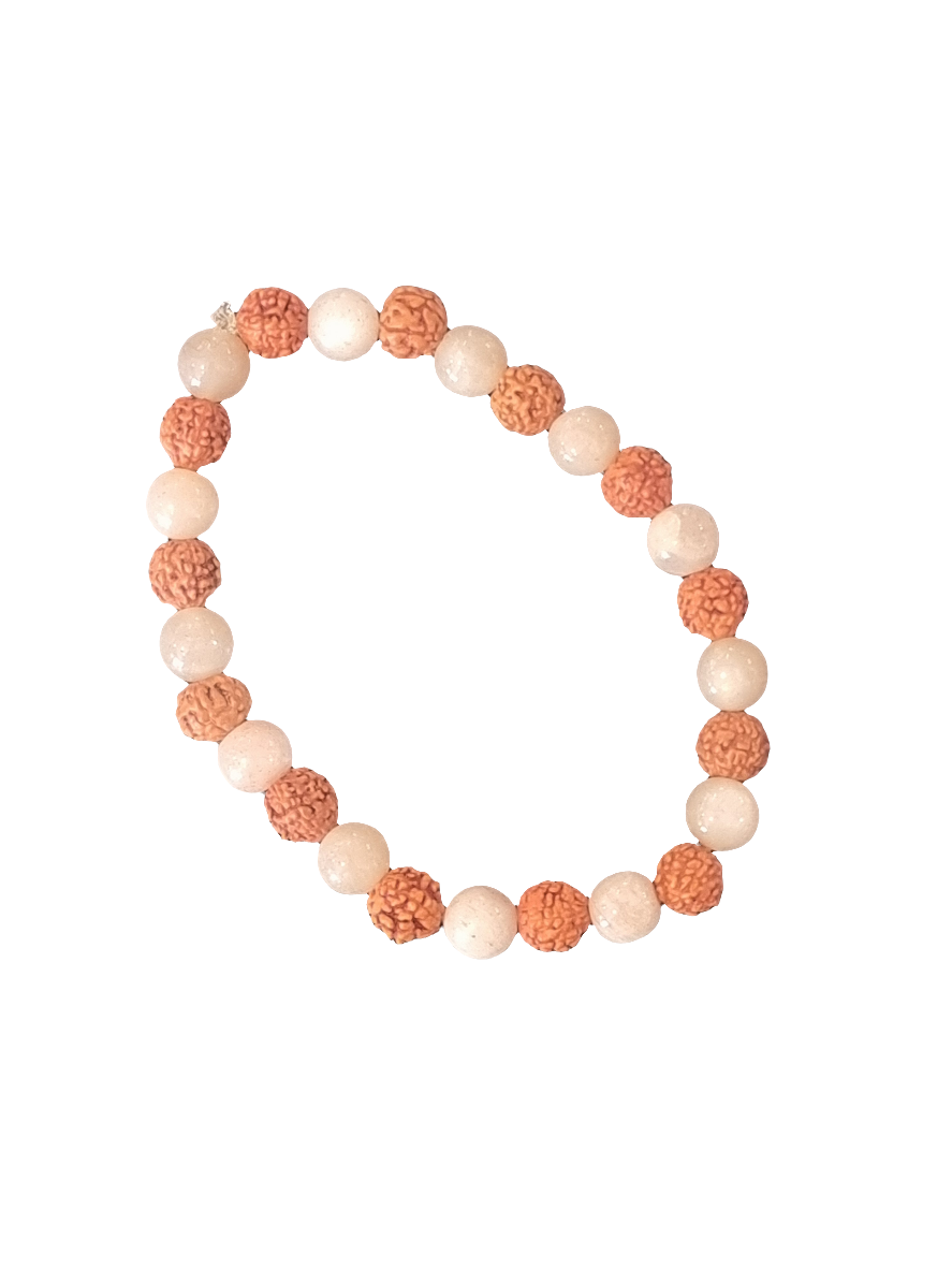 Rudraksha & Moonstone Bracelet