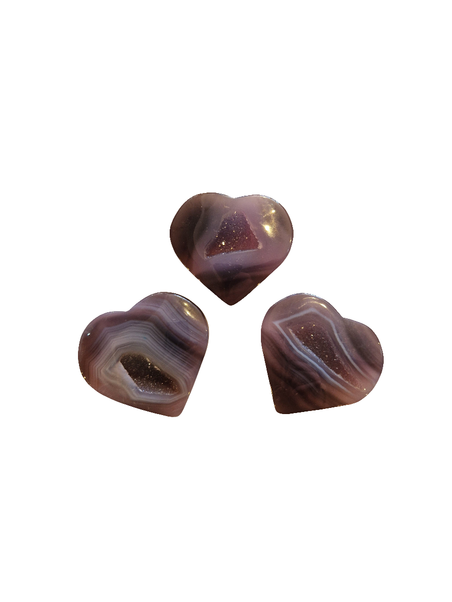 Pink Agate Druzy Hearts