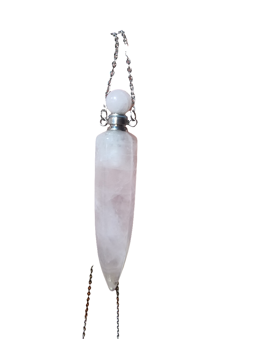 Rose Quartz Perfume Bottle Necklace