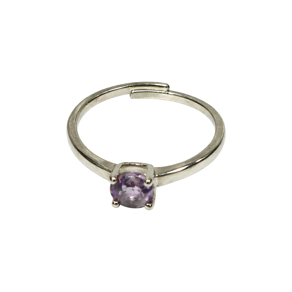 Amethyst Silver-Plated Adjustable Ring