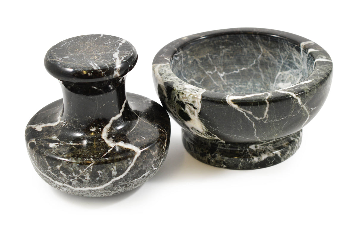 Black Marble Mushroom Pestle & Mortar