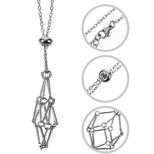 New Crystal Holder Cage Necklace Interchangeable Adjustable Crystal Net  Metal Necklace for Women Men Stone Collecting Holder - AliExpress