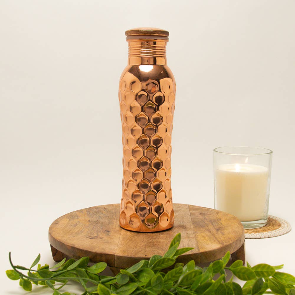 Pure Copper Water Bottle (Diamond, Curve -800ml)