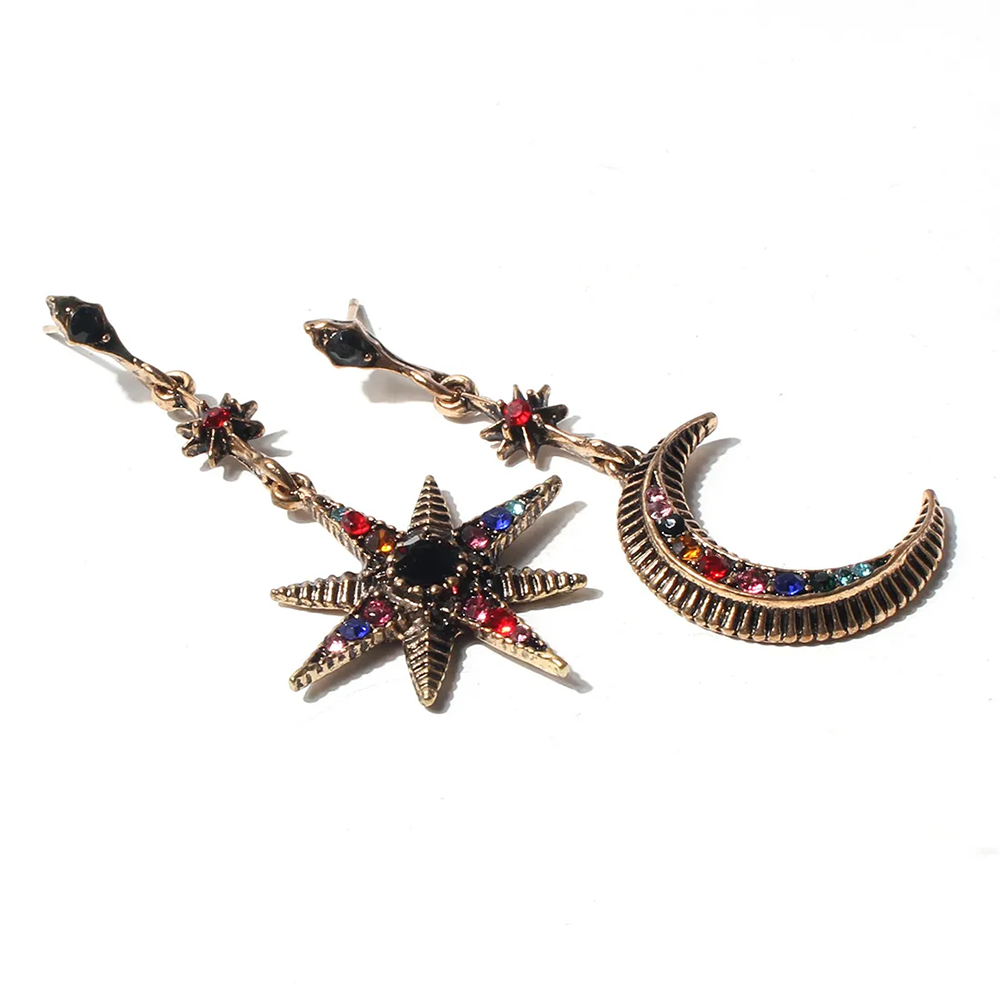 Star & Moon Drop Earrings (D1)