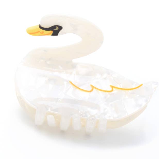 Pearlescent swan shaped clamp