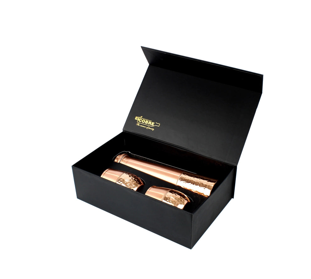 Pure Copper Set (Tower Bottle & 2 Cups)