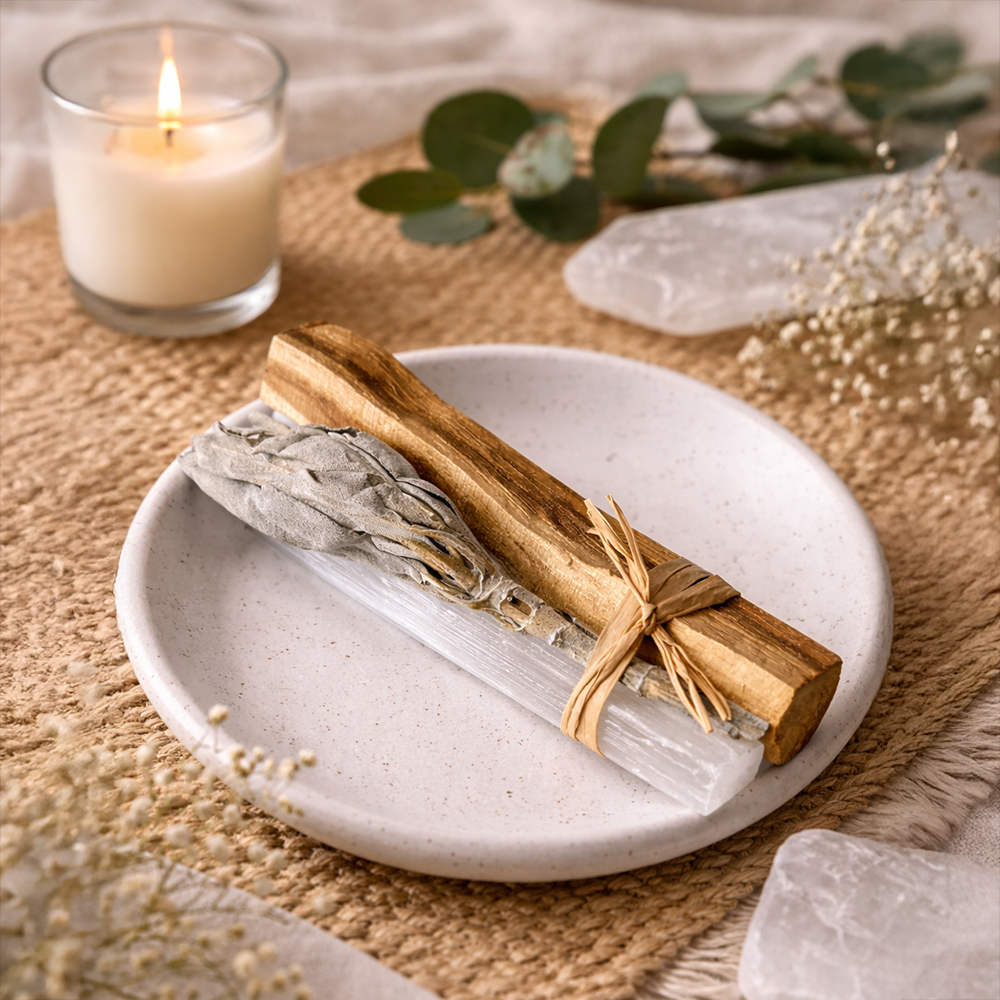 Mini Smudge Cluster (White Sage, Palo Santo & Selenite)