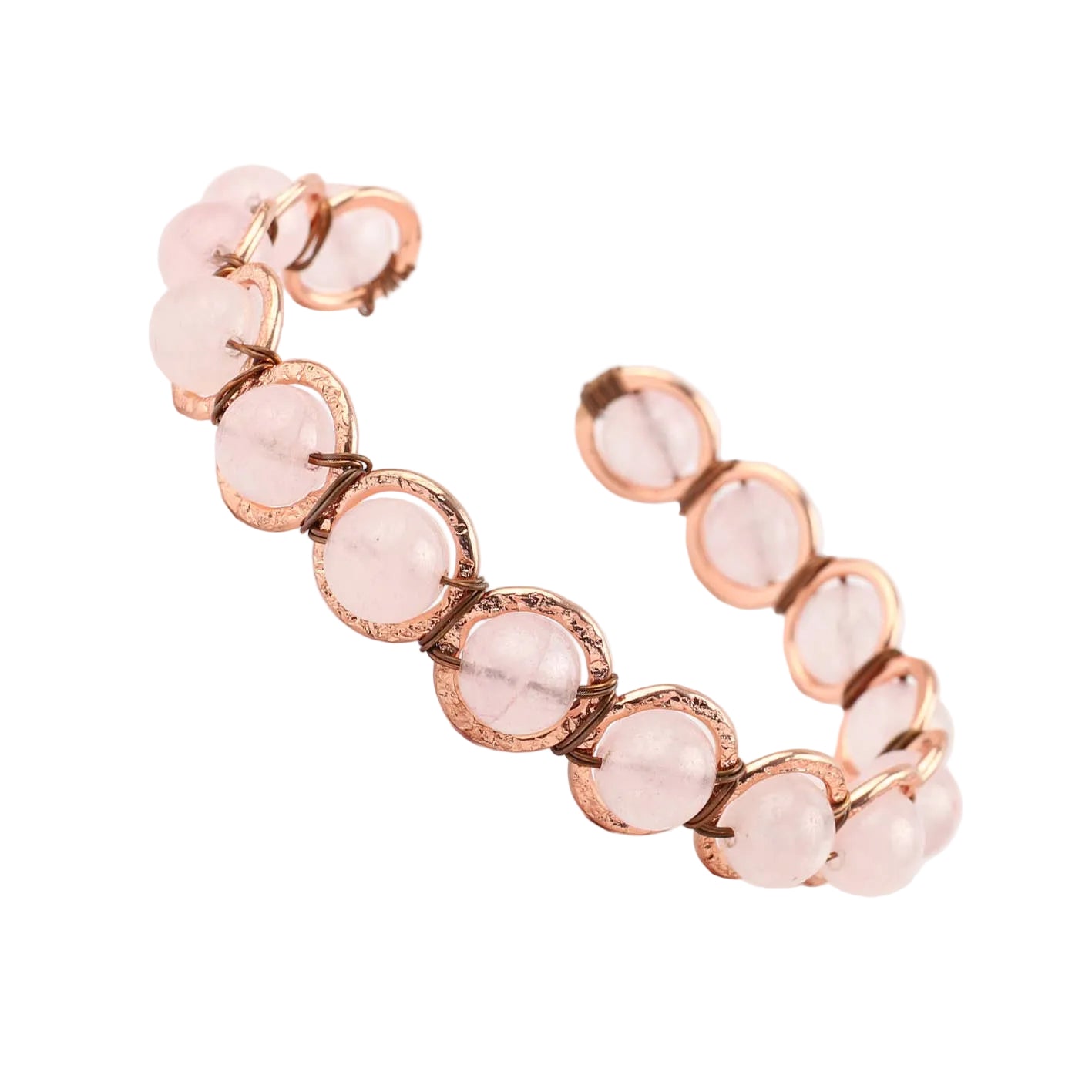 Copper & Rose Quartz Crystal Bracelet