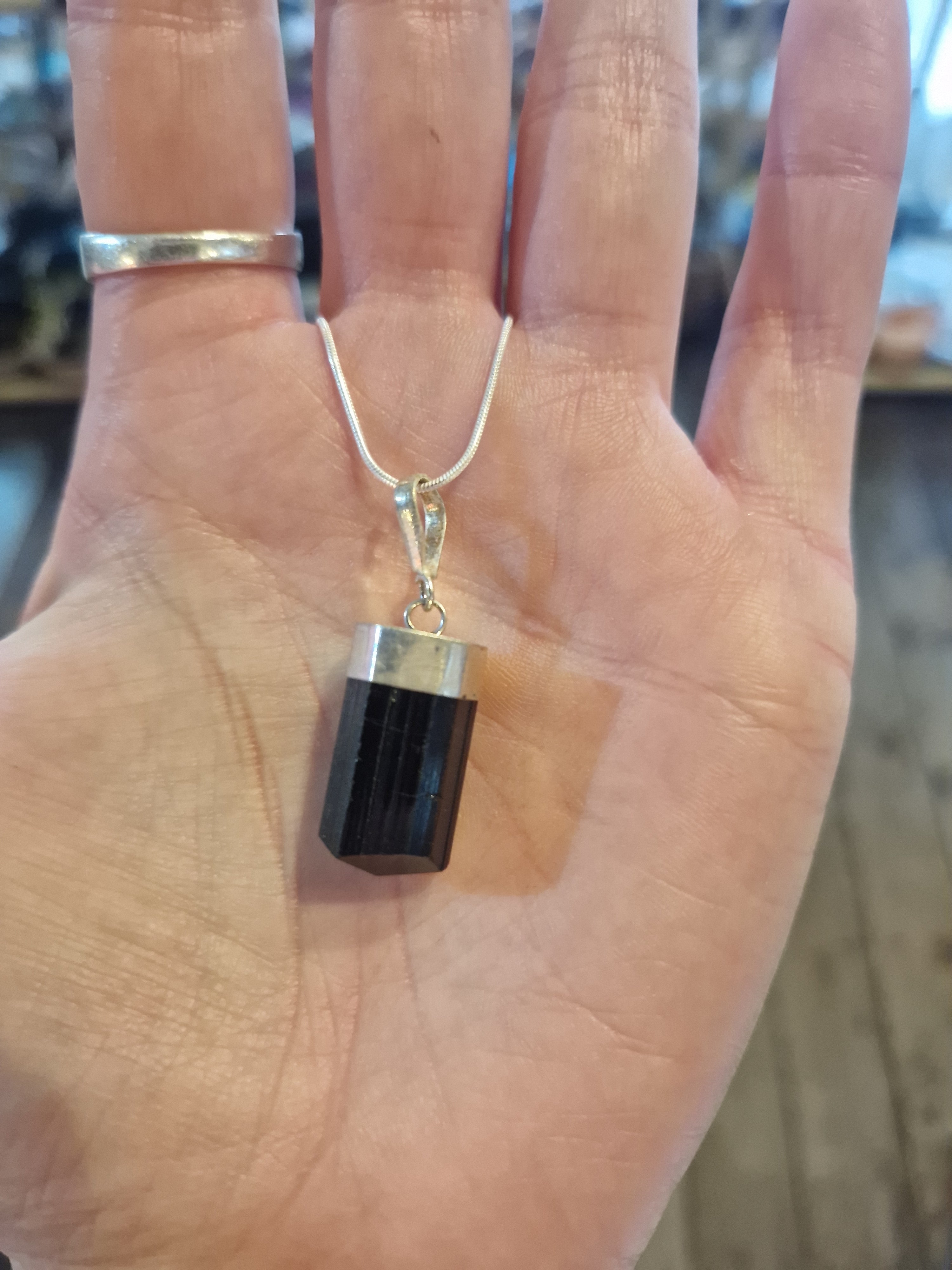 Black Tourmaline Silver Necklace