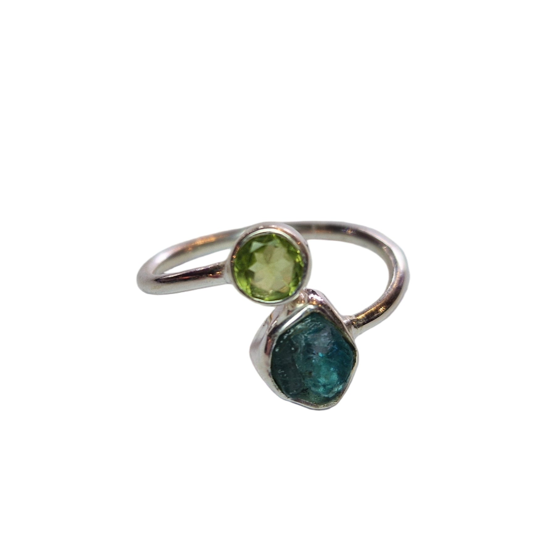 Peridot & Aquamarine Silver Ring