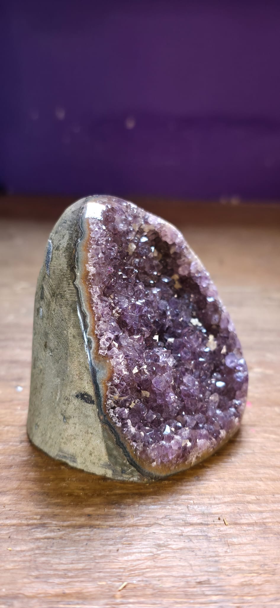 Amethyst Geode With Calcite Inclusion (268g)