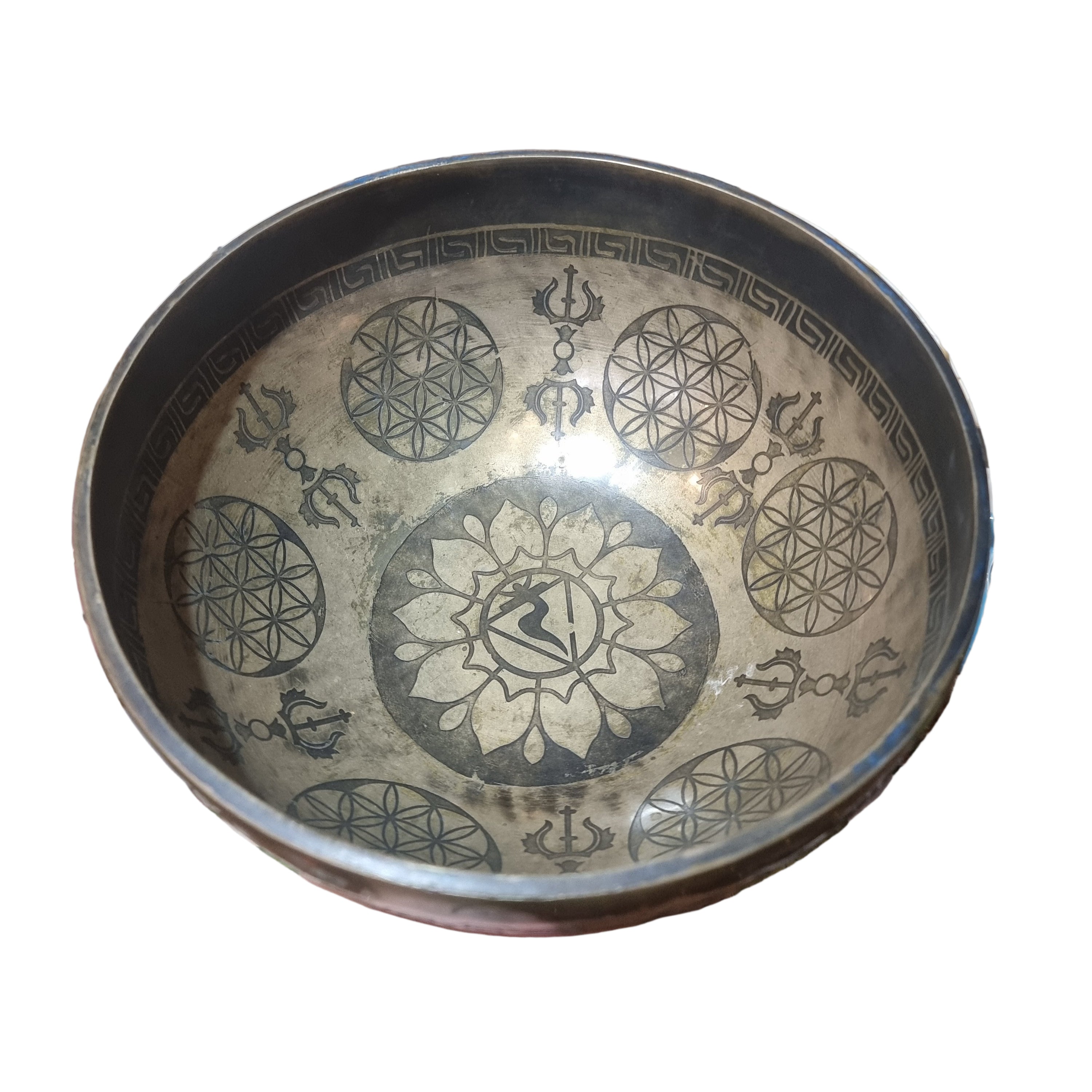 Engraved Flower Singing Bowl (22cm)