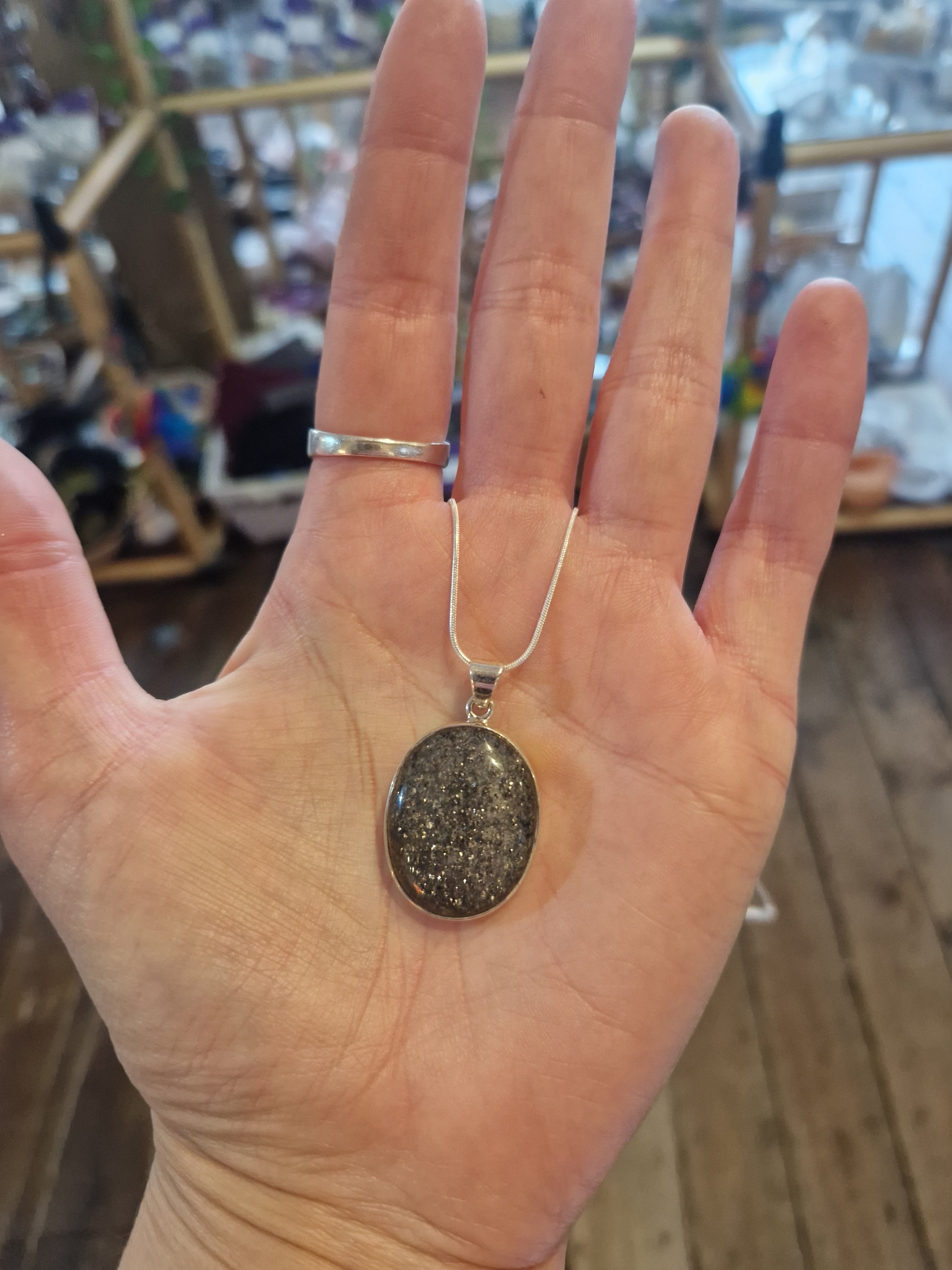 Black Sunstone Silver Necklace