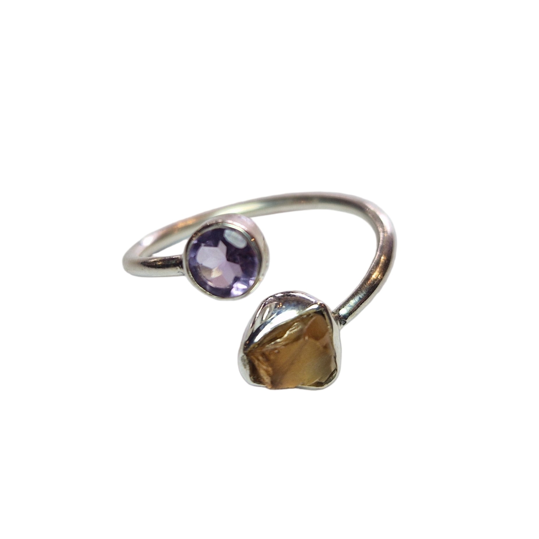 Amethyst & Citrine Silver Ring