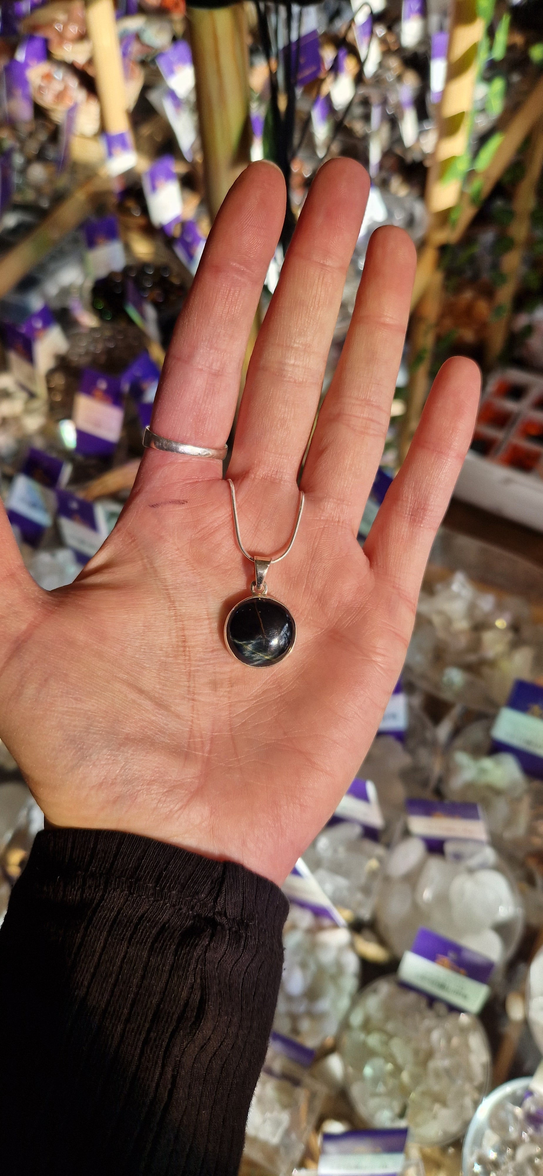 Blue Tigers Eye Silver Necklace