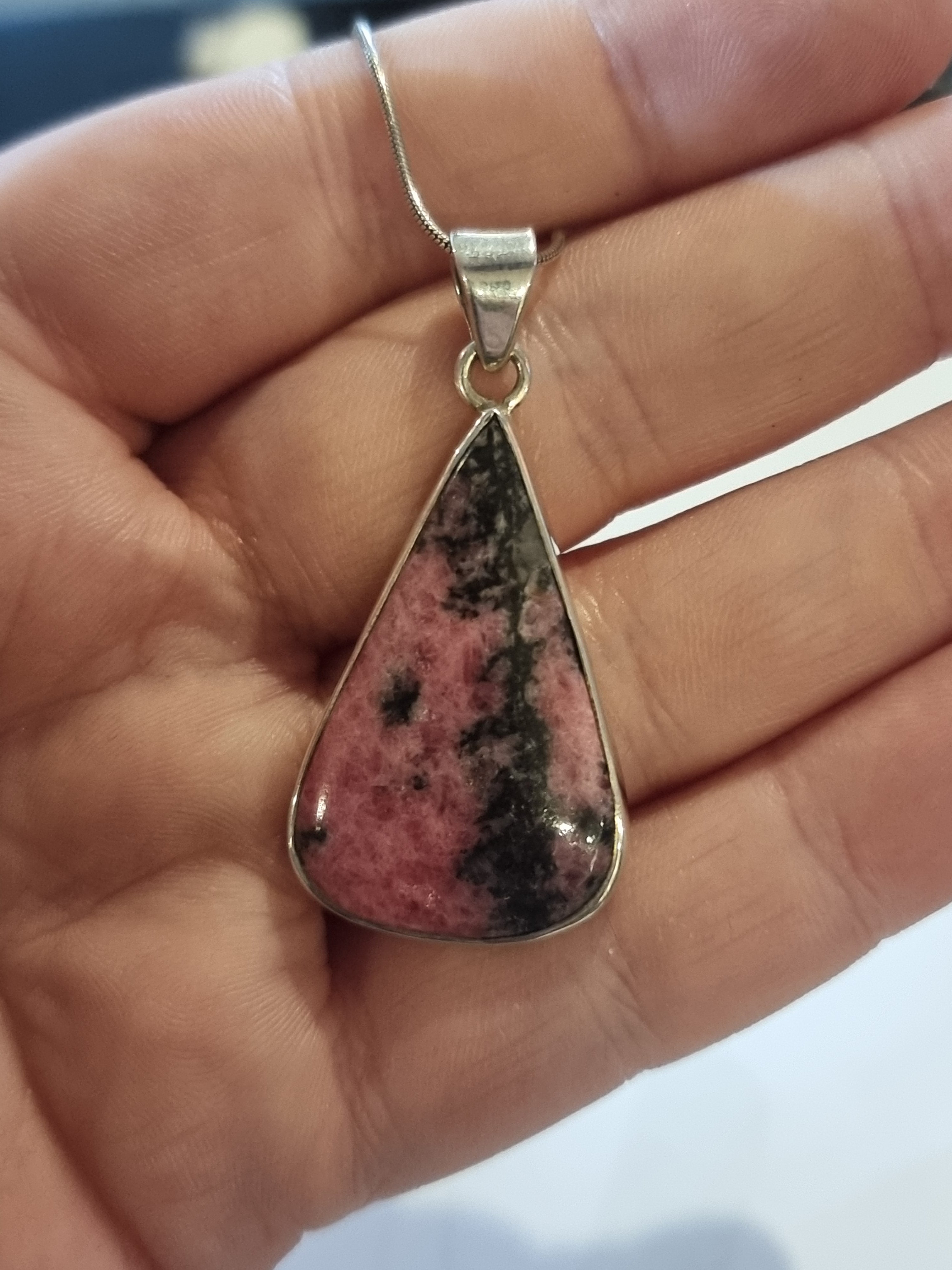Rhodonite Silver Necklace