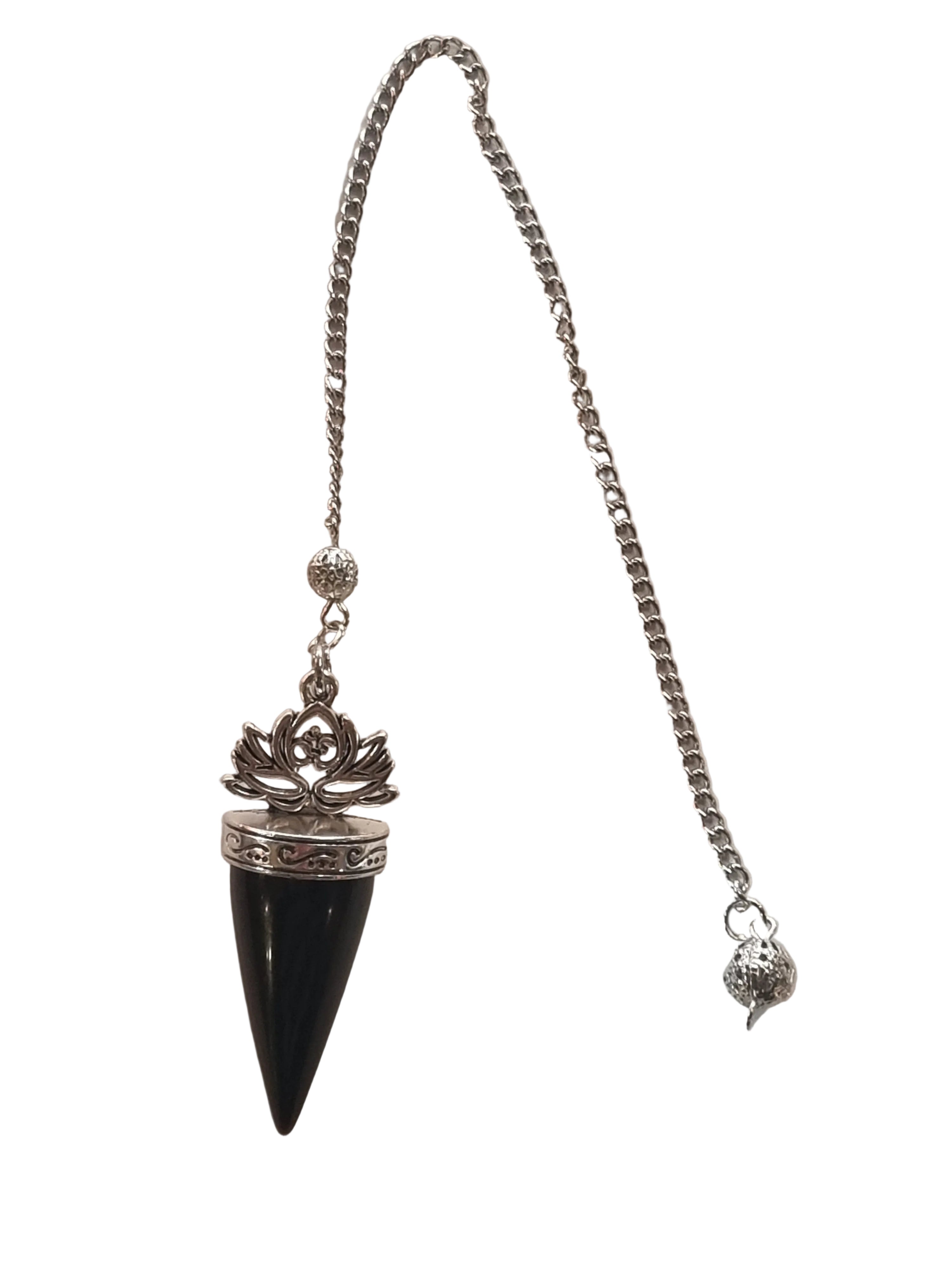 Obsidian Lotus Pendulum