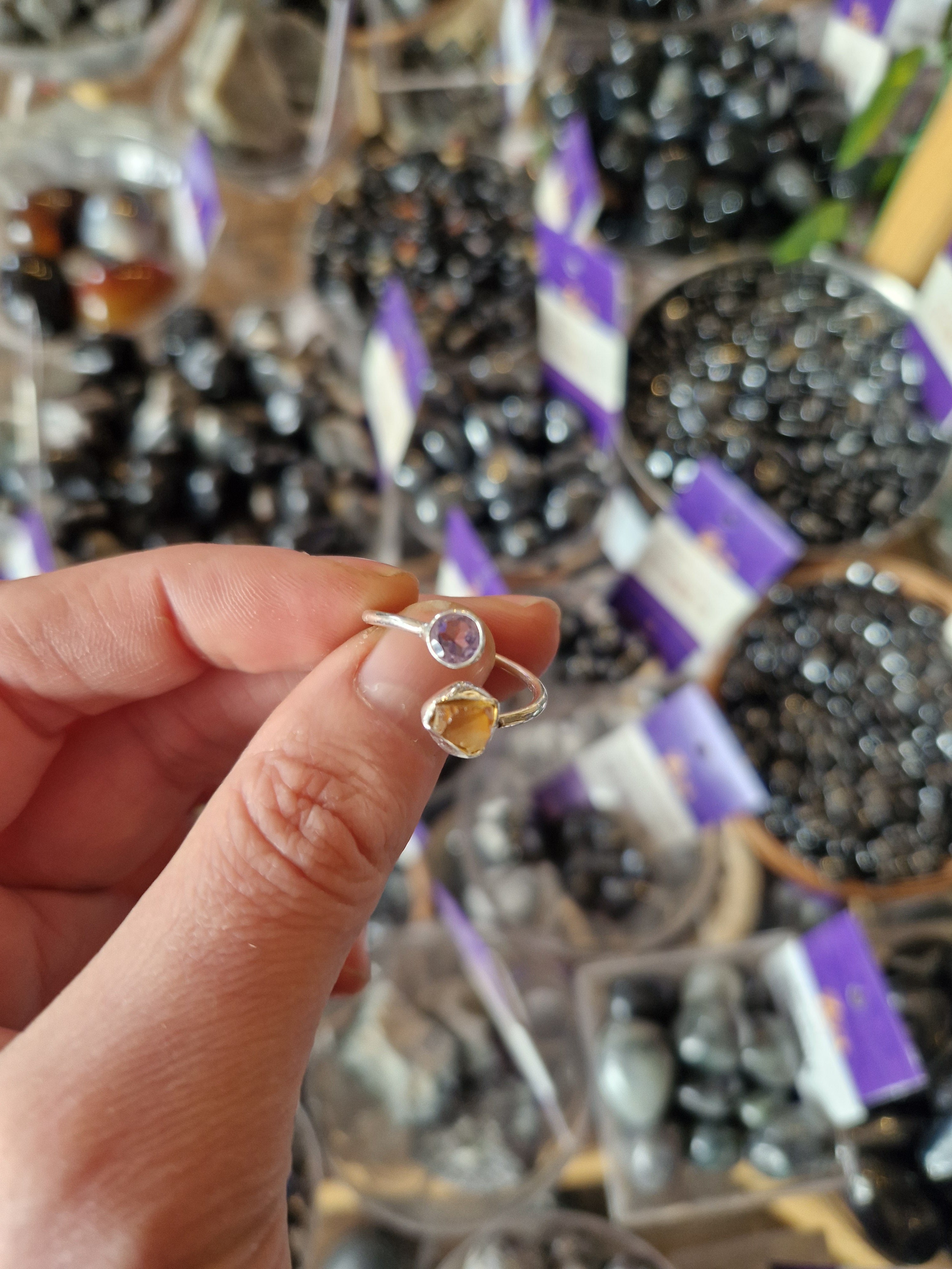 Amethyst & Citrine Silver Ring