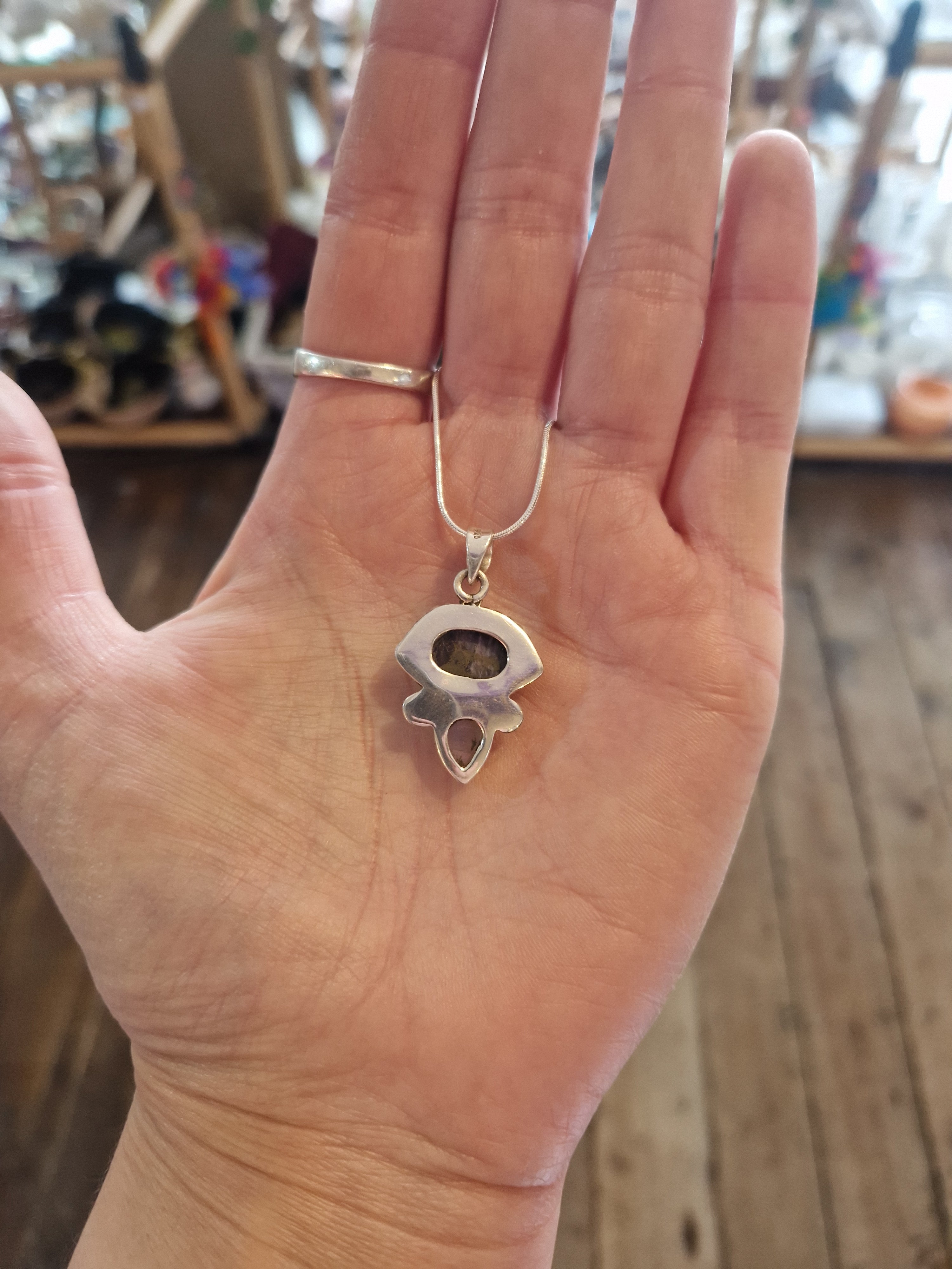 Charoite & Moonstone Silver Necklace