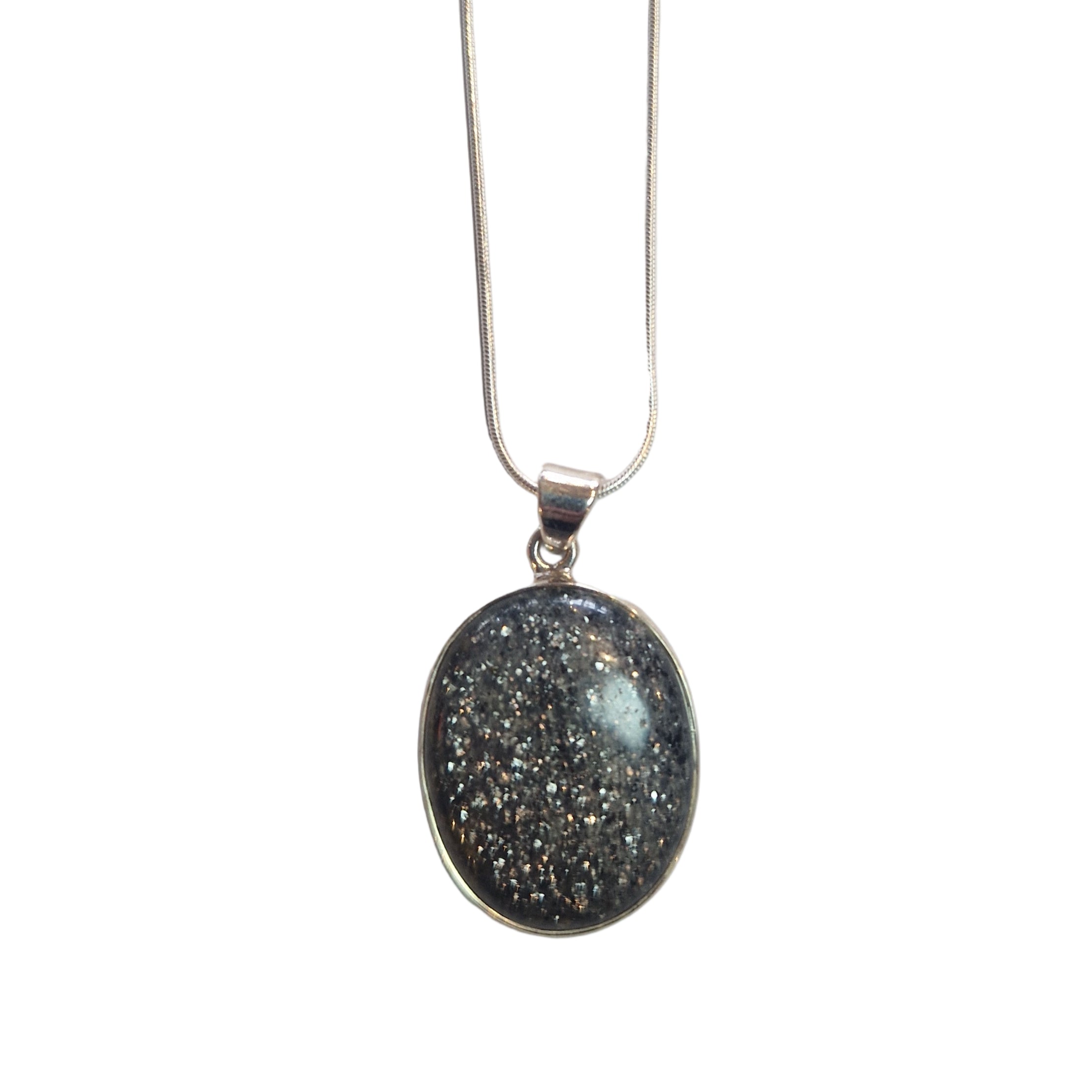 Black Sunstone Silver Necklace