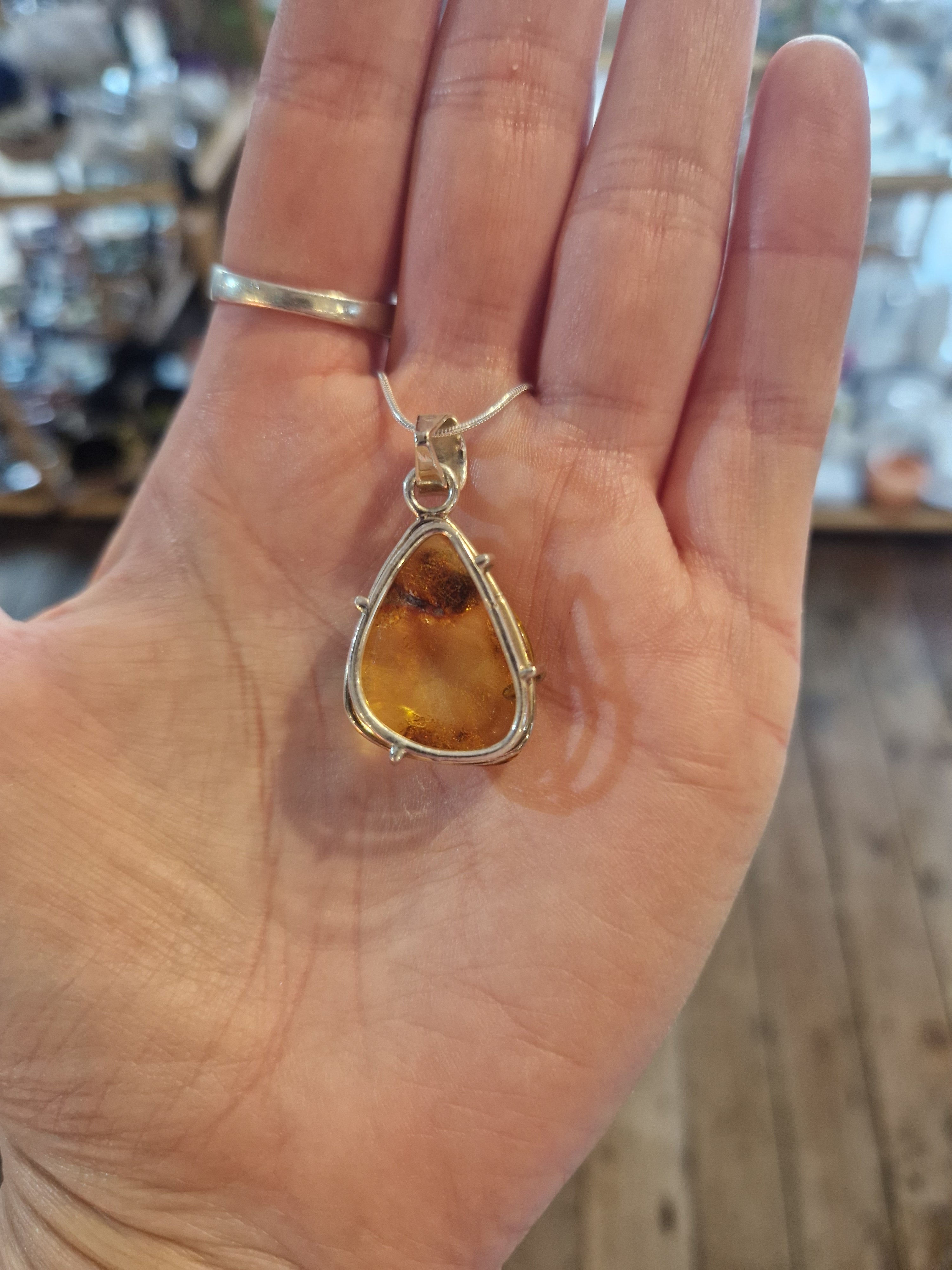 Amber Silver Necklace