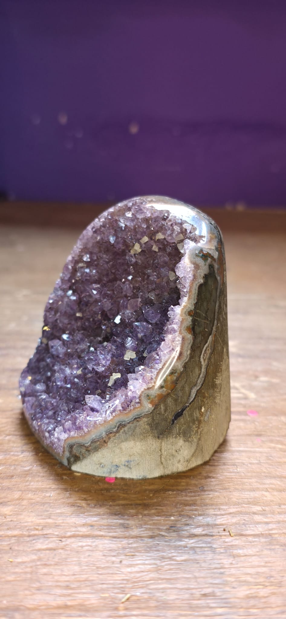 Amethyst Geode With Calcite Inclusion (268g)