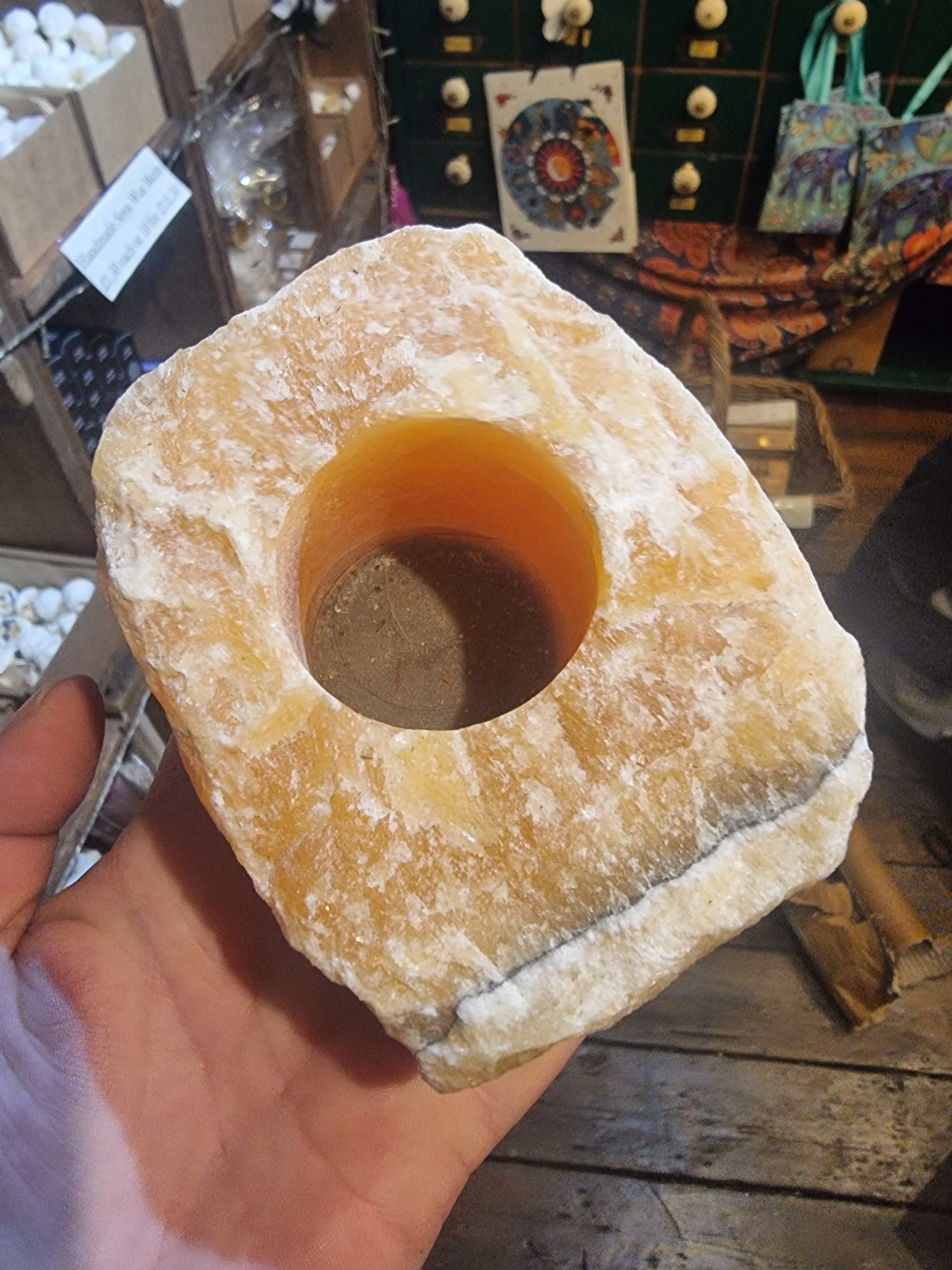 Calcite Tea Light Holder.