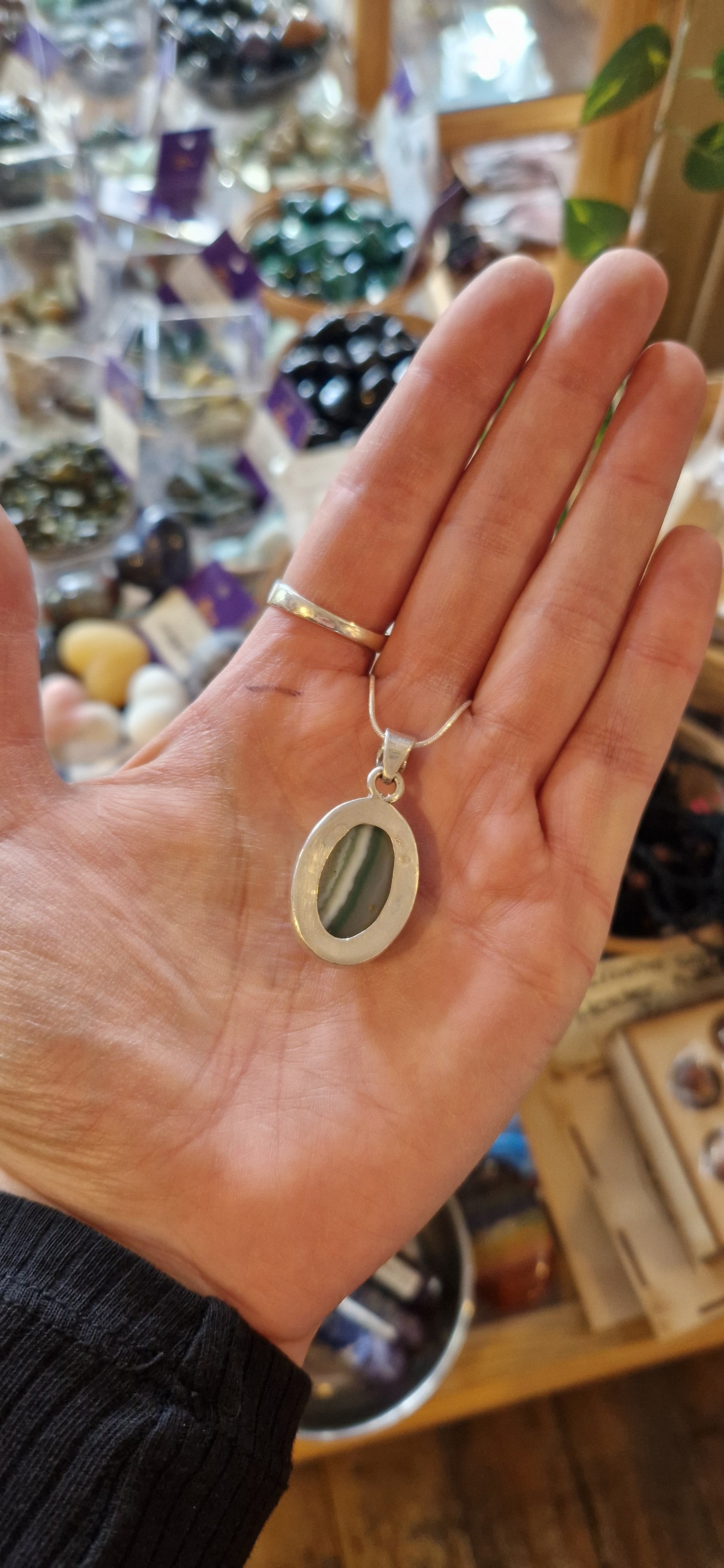 Green Agate Silver Necklace
