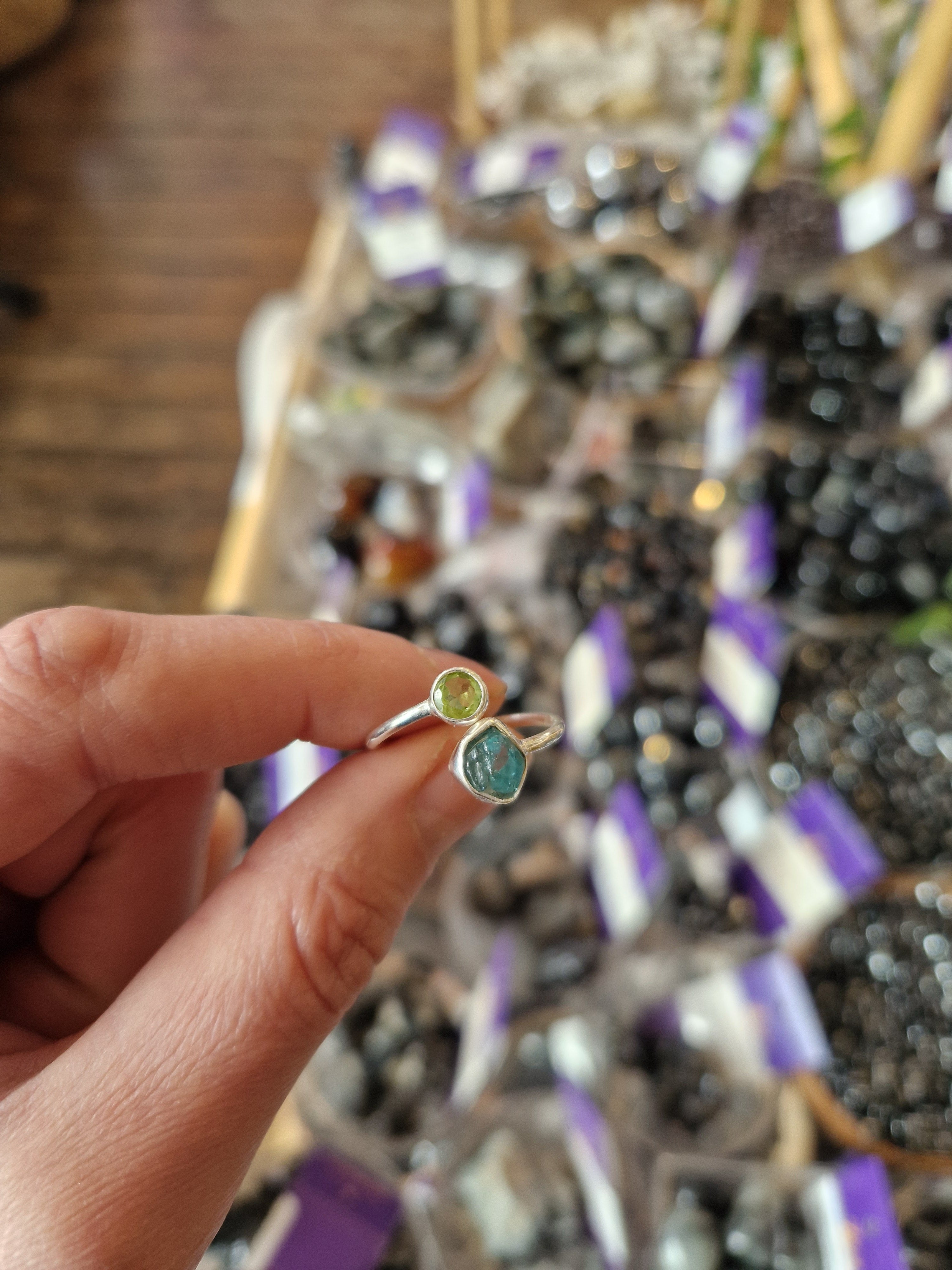 Peridot & Aquamarine Silver Ring