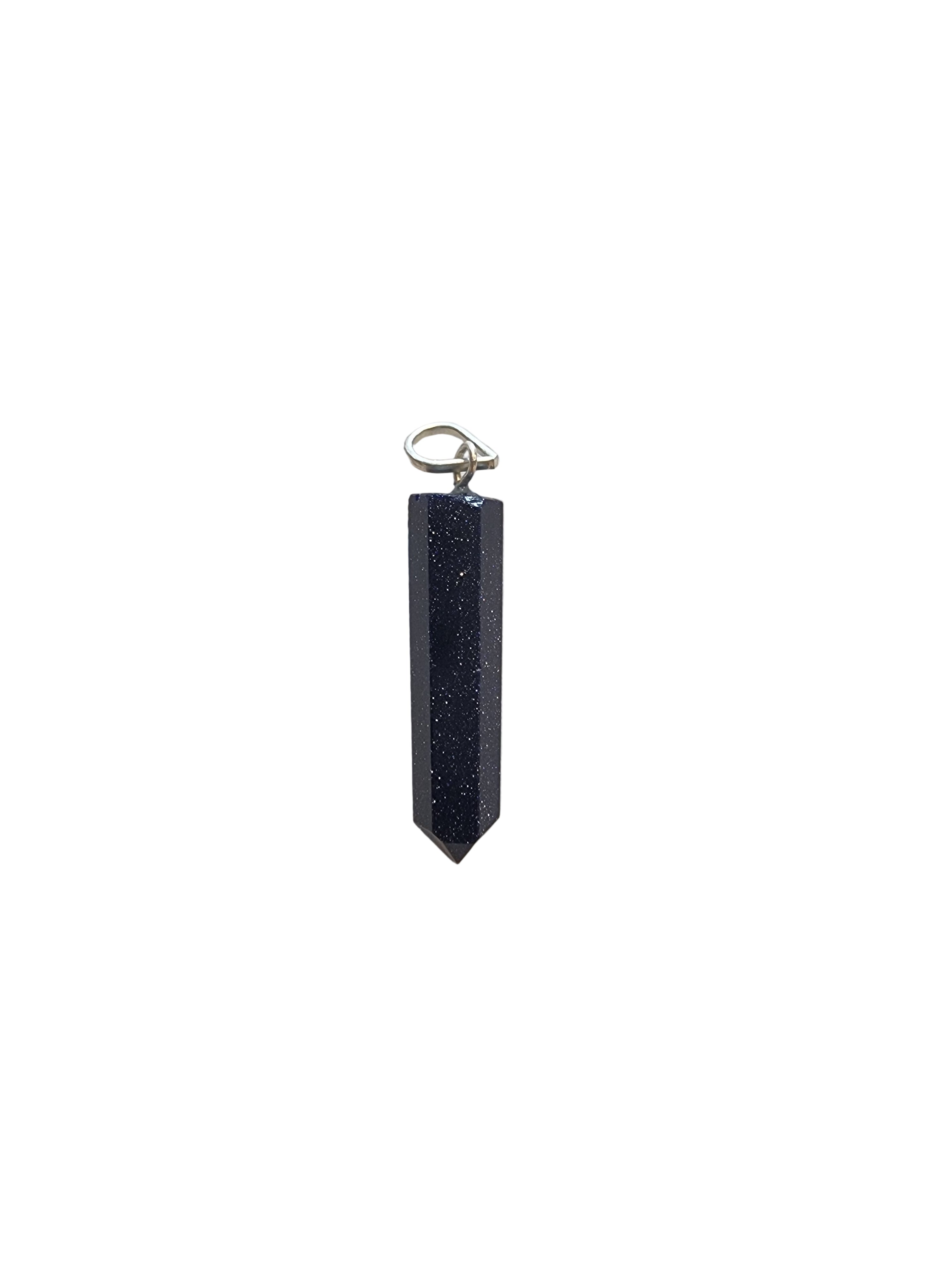 Blue Goldstone Pencil Point Pendant