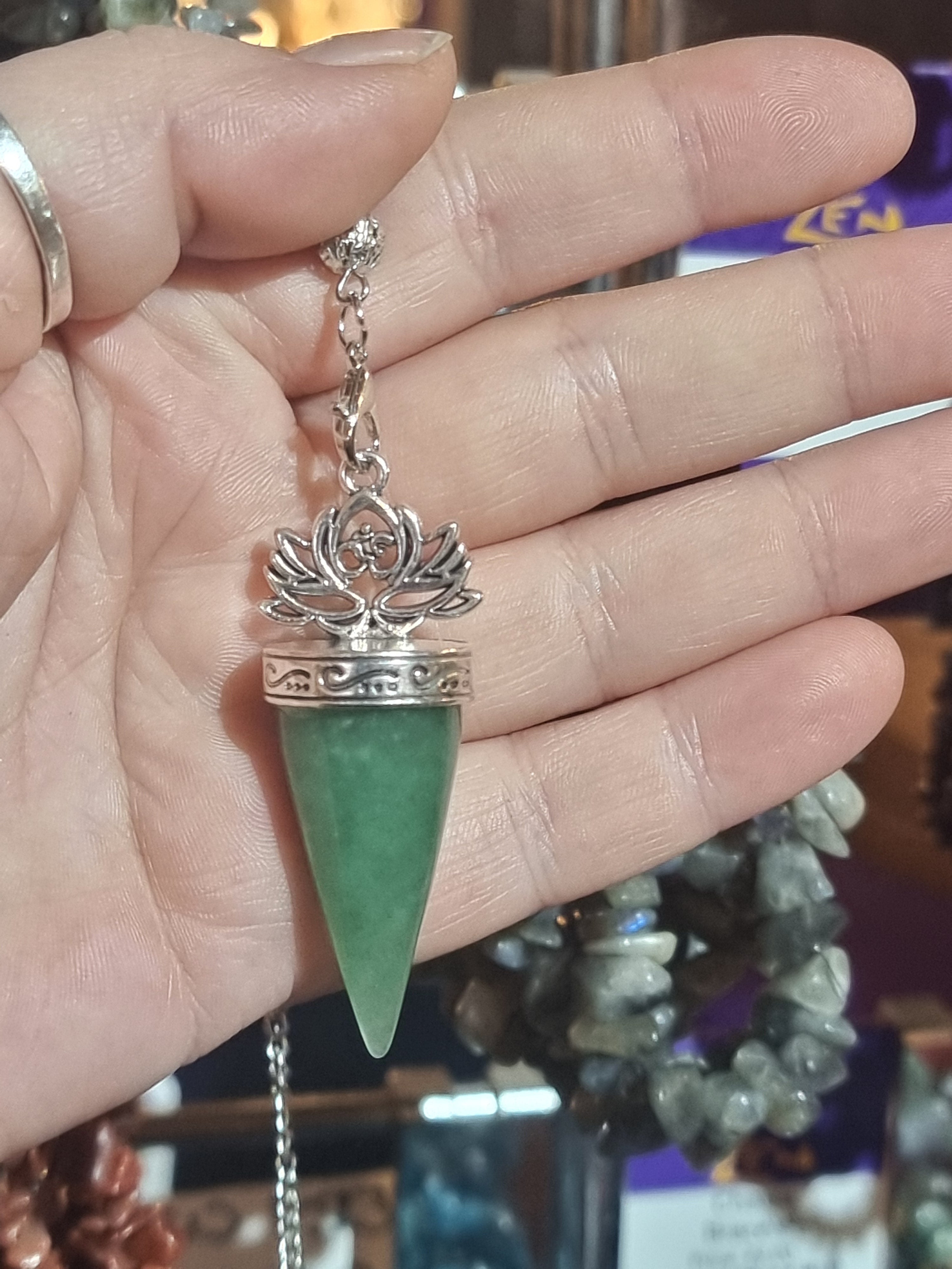 Green Aventurine Lotus Pendulum