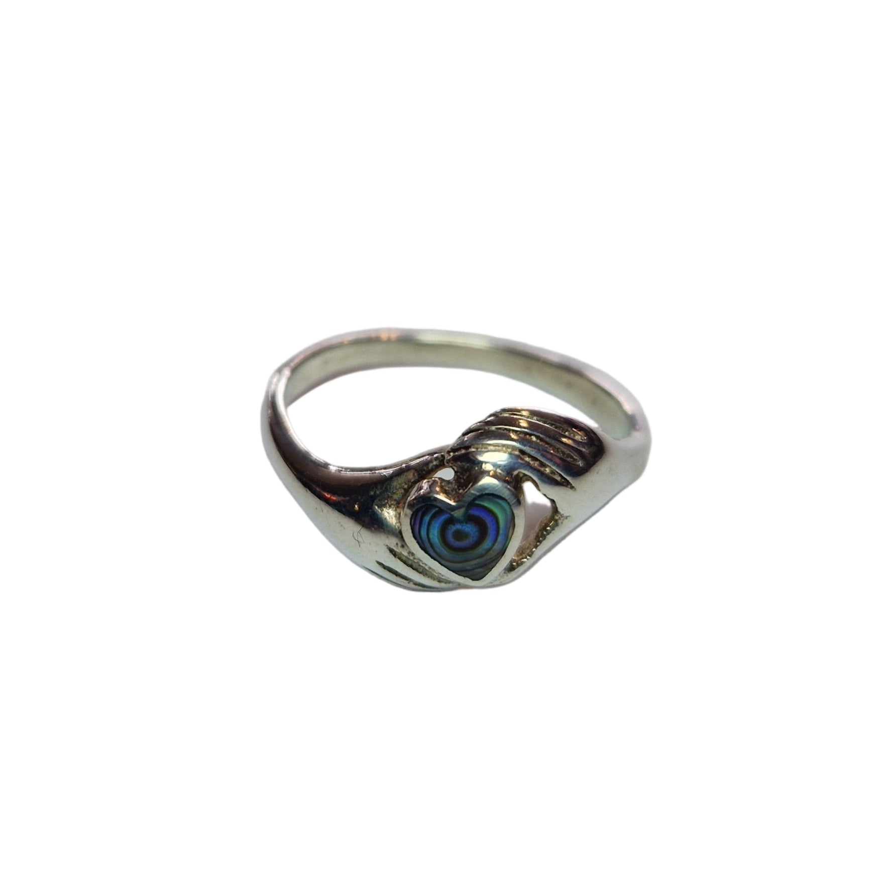 Abalone Shell Hands Silver Ring