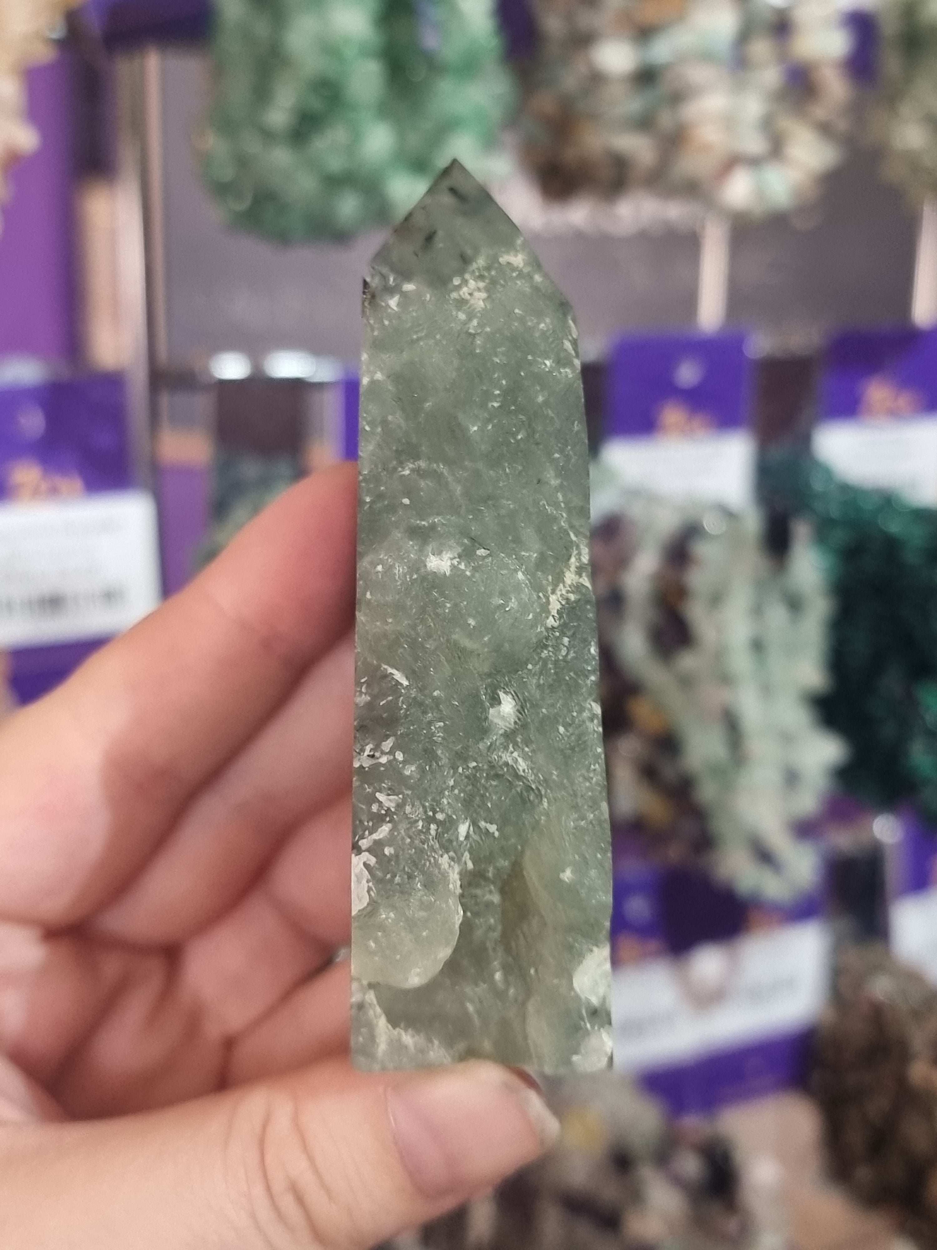 Prehnite Half Polished Tower