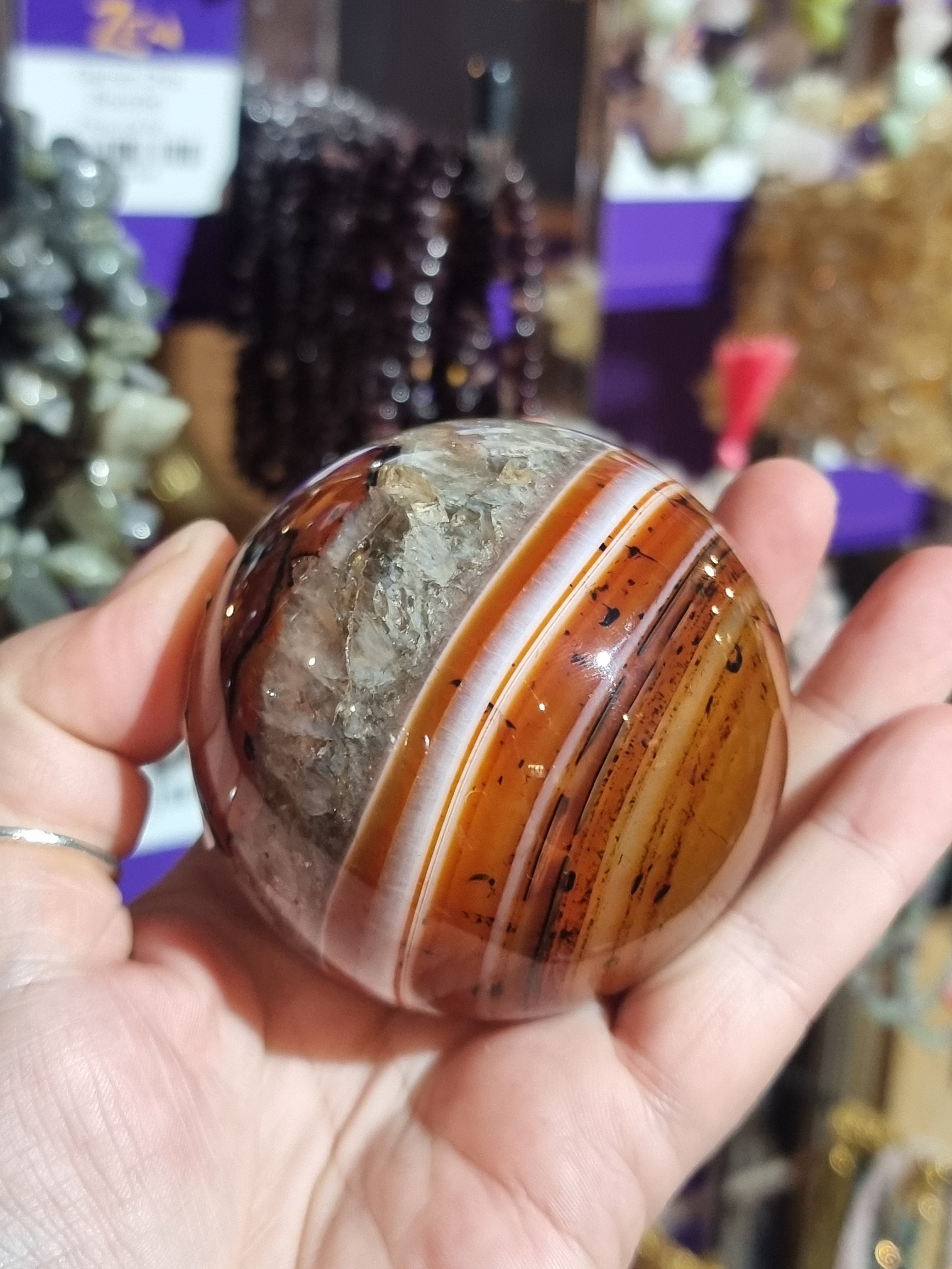 Carnelian & Smokey Quartz Sphere
