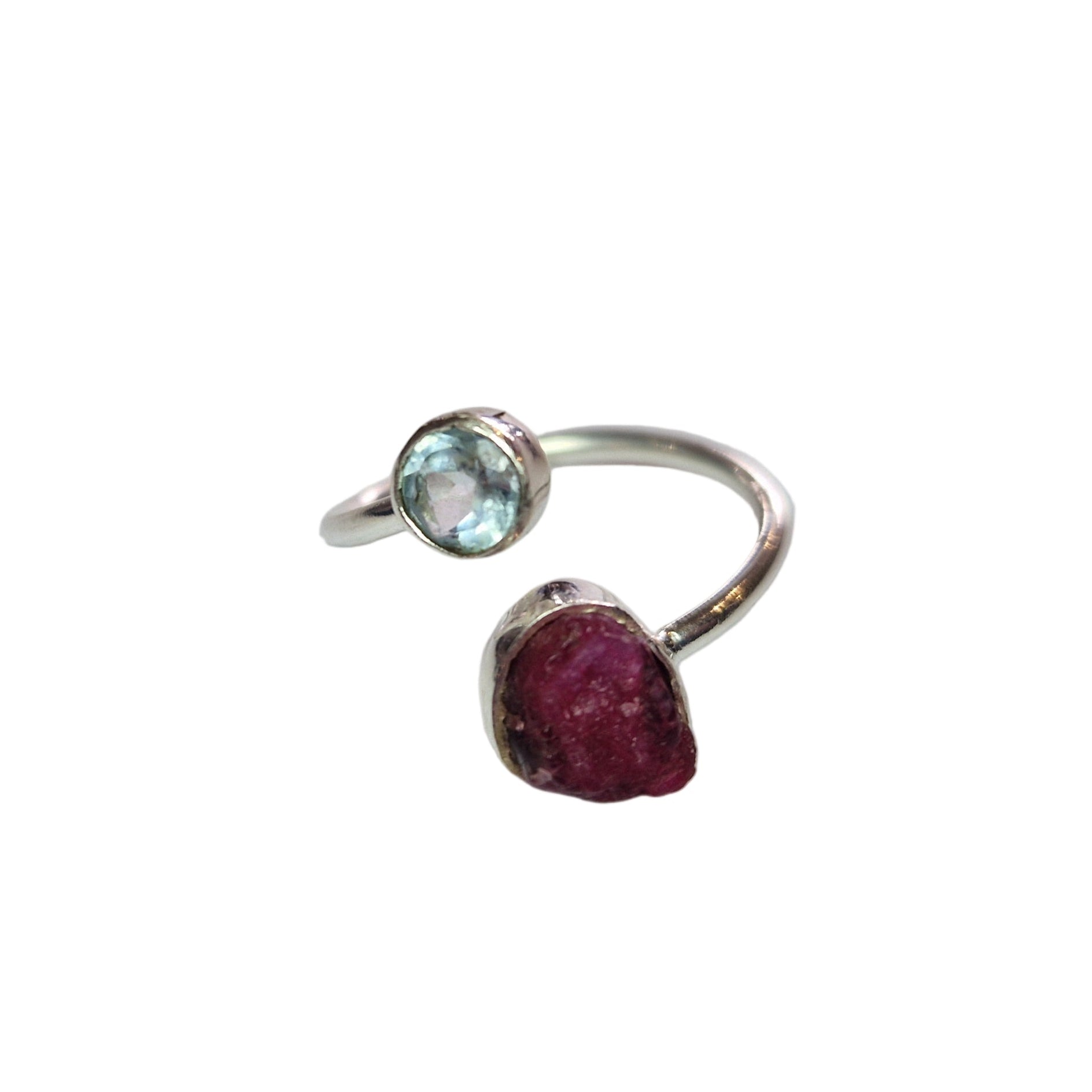 Ruby & Blue Topaz Silver Ring
