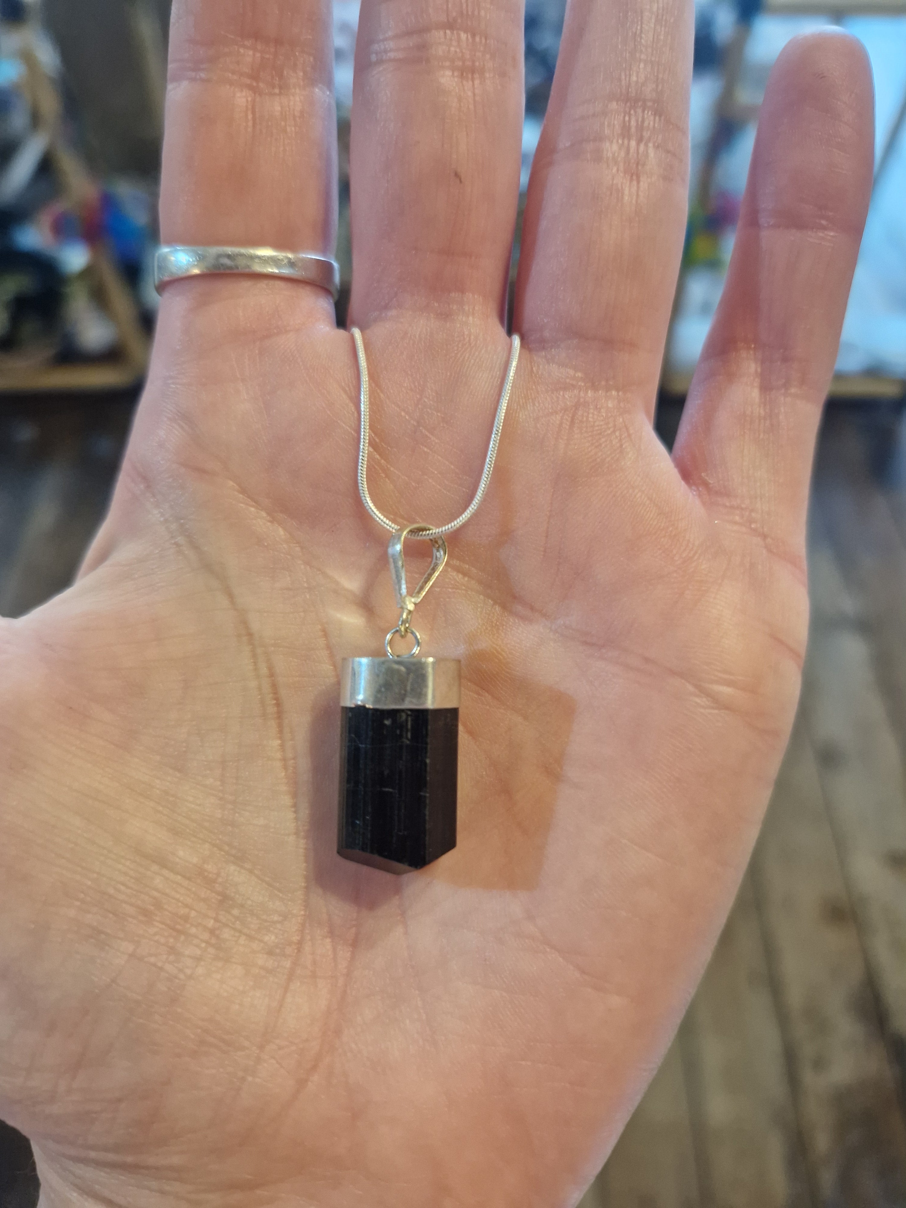 Black Tourmaline Silver Necklace