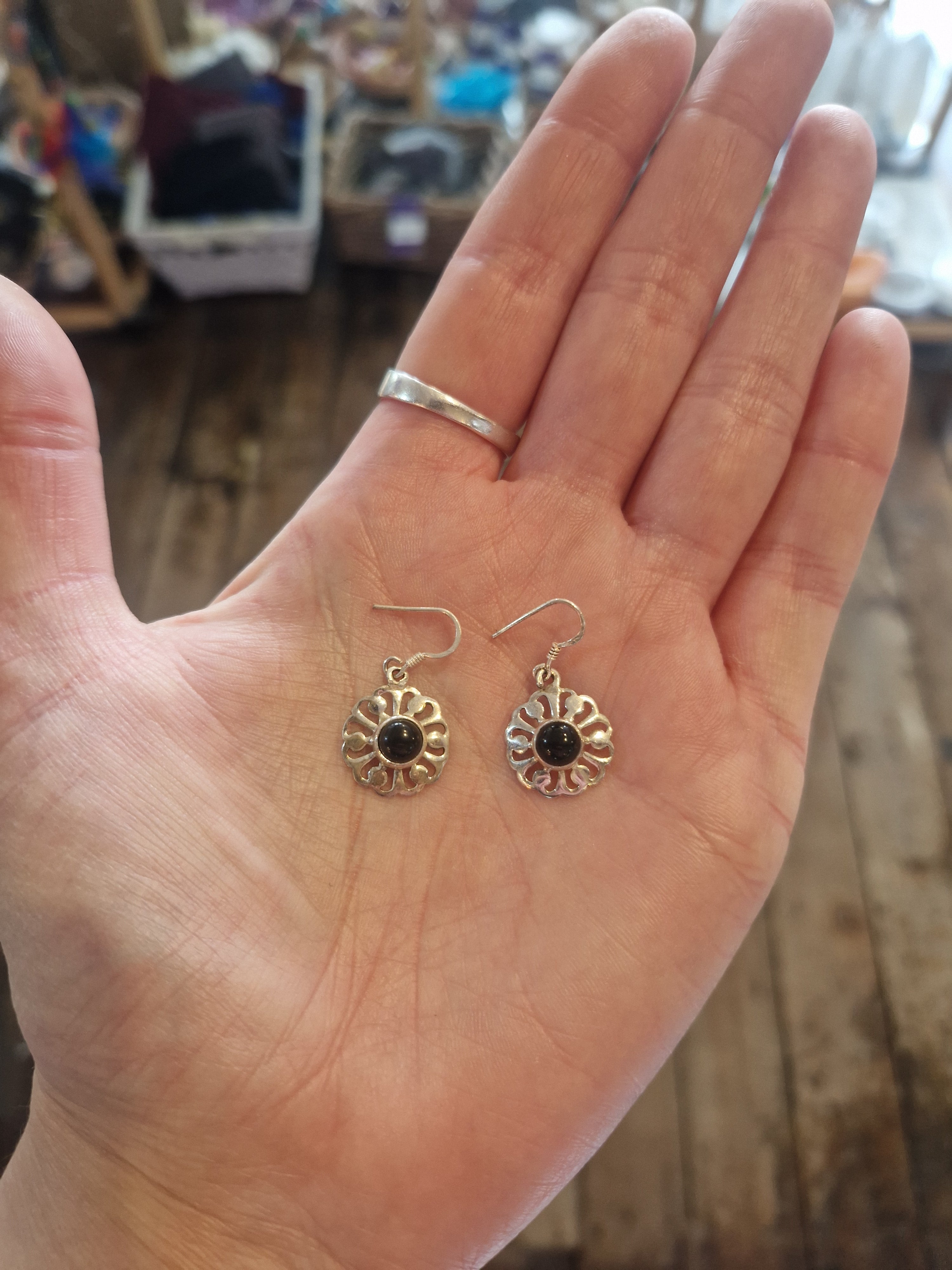 Onyx Silver Earrings