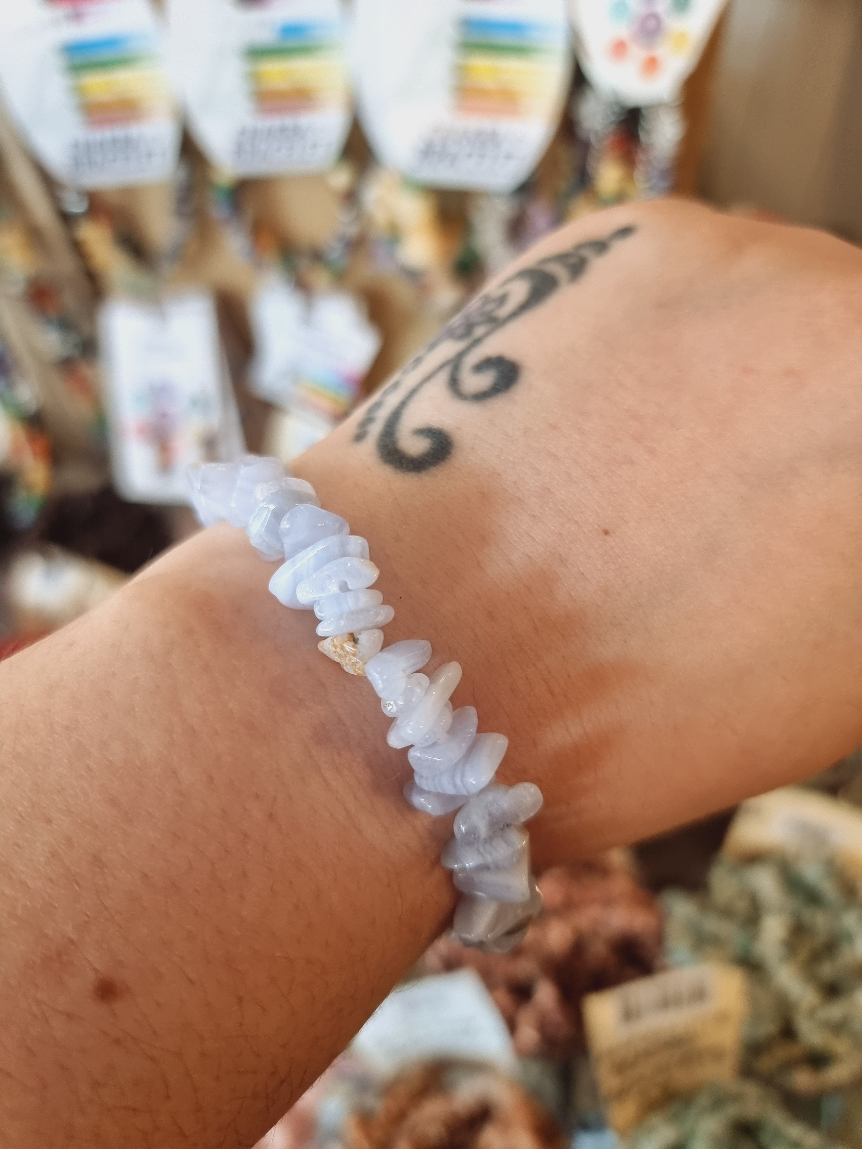 Blue Lace Agate Chip Bracelets