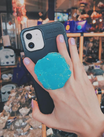 Turquoise Crystal Phone Grip